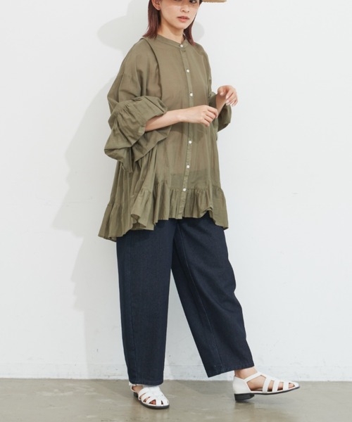 「Libra Cue」 加工デニムパンツ 2 ライトブルー レディース