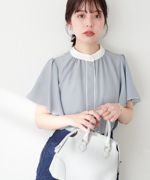 「natural couture」 半袖ブラウス FREE オフホワイト レディース_画像8