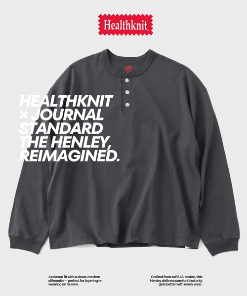 Healthknit（ヘルスニット） tシャツ 別注 ヘンリー ネックロンT