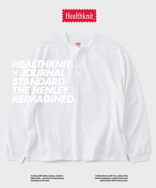 ジャーナルスタンダード（JOURNAL STANDARD）/Health knit / ヘルスニット 別注 ヘンリー ネックロンT Healthknit（ヘルスニット） tシャツ 別注 ヘンリー ネックロンT