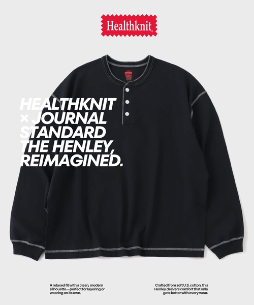 Healthknit（ヘルスニット） tシャツ 別注 ヘンリー ネックロンT
