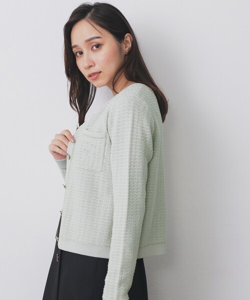 index（インデックス） カーディガン ロゴ刺繍クルーカーディガン