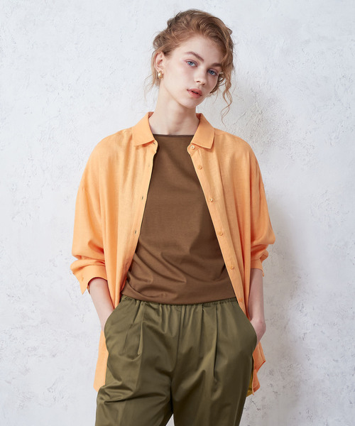 「LE SOUK HOLIDAY」 7分袖シャツ L オフホワイト レディース_画像2