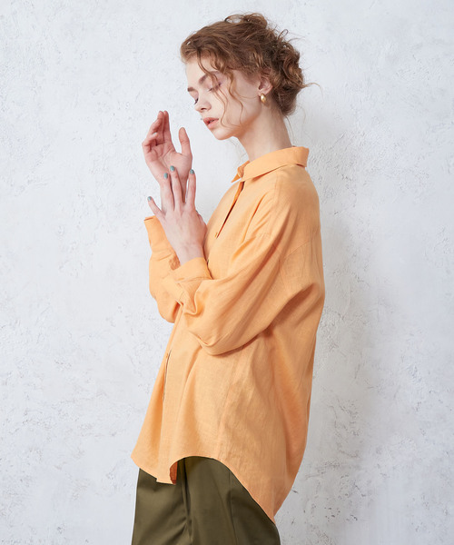 「LE SOUK HOLIDAY」 7分袖シャツ L オフホワイト レディース_画像4