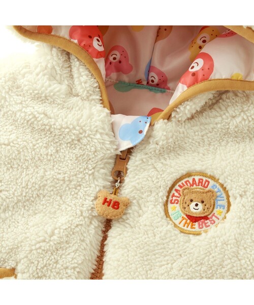 ポンチョ カラフルビーンズ 裏ボアフリース リバーシブル総柄マント キッズ 子供服 男の子 女の子の画像