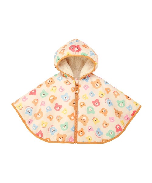 ポンチョ カラフルビーンズ 裏ボアフリース リバーシブル総柄マント キッズ 子供服 男の子 女の子の画像