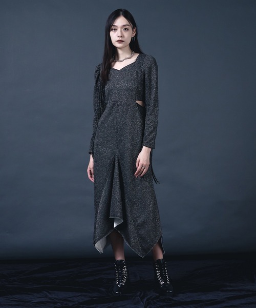 エルマンノシェルヴィーノ 長袖 シースルーワンピース 38 Ellno de Mavie（エルノデメヴィ） パーティードレス ワンピース 2way