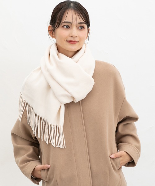 SUNSEA ヘリンボーンストール マフラー ブラウン×ホワイト sunsea Honeys（ハニーズ） ストール マフラー 「シアバター加工・抗菌防臭