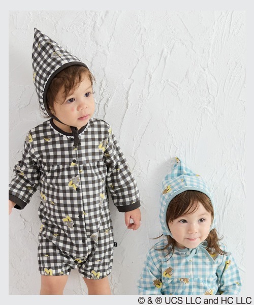 モン太郎　ロンパース ベビー服 ロンパース 「おさるのジョージ X moimoln」ギンガムチェック
