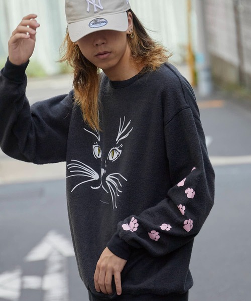 新品未使用★JACKROSE★ピースマウスガールスウェット★ペアトレーナー★黒 JACKROSE（ジャックローズ） トレーナー スウェット JE-襟付き SWEAT