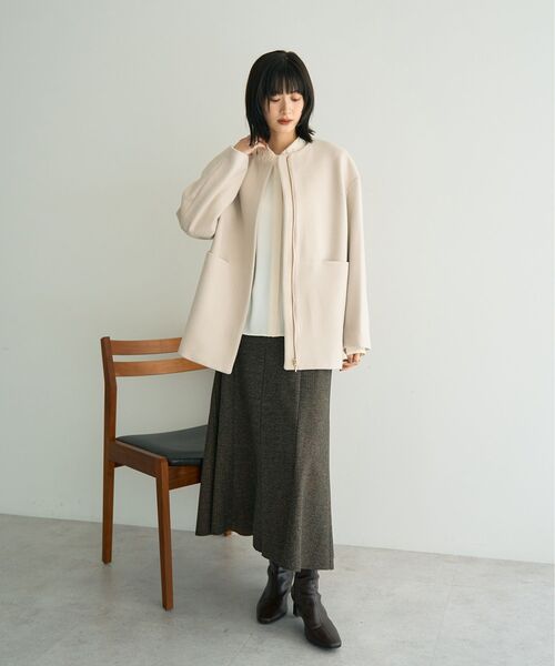 【Vin】新品未使用　ノーカラーコート　9号　ヤマダヤ YECCA VECCA（イェッカヴェッカ） ノーカラーコート コート 「国産