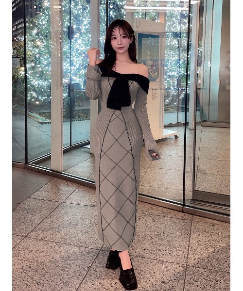 Darich（ダーリッチ） ワンピース リボンステッチニットロング