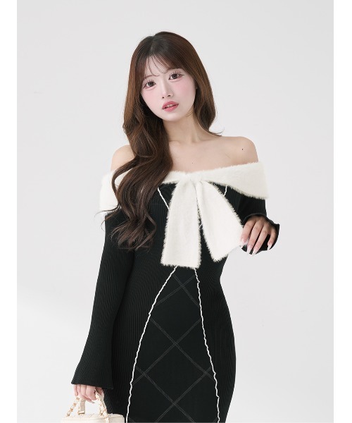 Darich（ダーリッチ） ワンピース リボンステッチニットロング