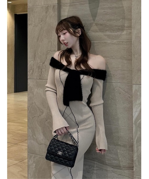 Darich（ダーリッチ） ワンピース リボンステッチニットロング