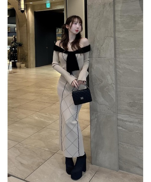 Darich（ダーリッチ） ワンピース リボンステッチニットロング