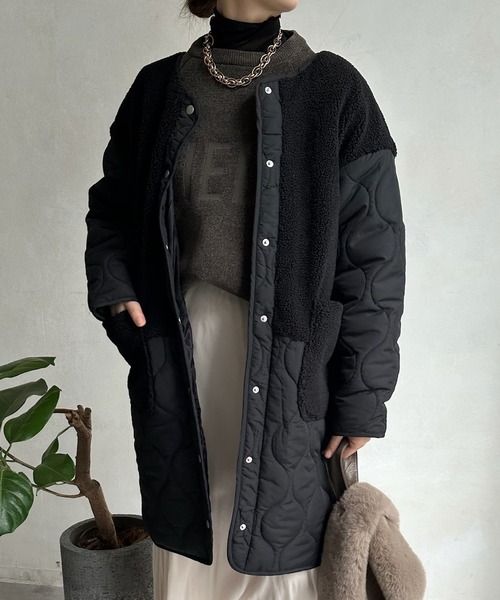 DouDou ドゥドゥ フーディーコート ブラック ミドル丈 定価38500円