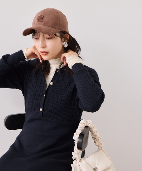 galleryﾋﾞｽｺｯﾃｨのニットワンピース VIS（ビス） ワンピース ポロケーブルモチモチニットワンピース