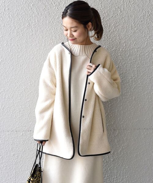 SHIPS（シップス） ノーカラーコート ONE SIZE ベージュ レディース