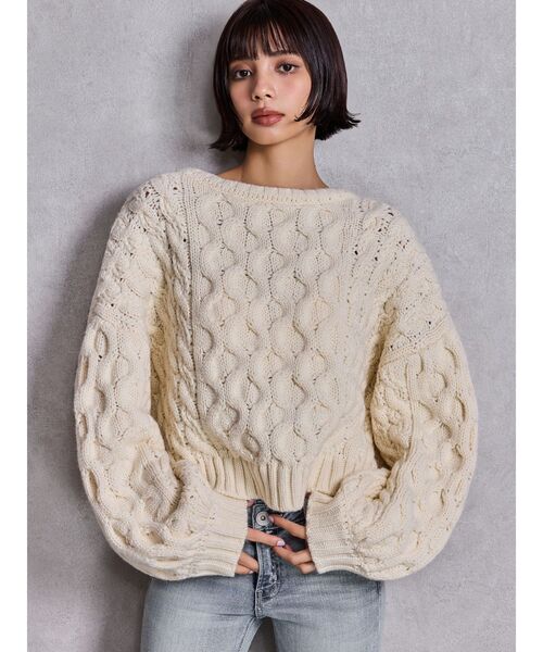 GYDA（ジェイダ） ニット セーター ケーブルクルーネックニット