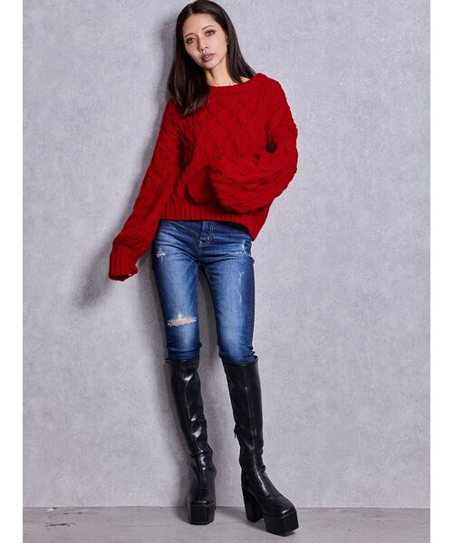 GYDA（ジェイダ） ニット セーター ケーブルクルーネックニット