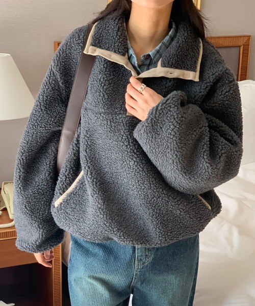 ポロシャツ ポロ 2wayネックボアフリースプルオーバー レディース