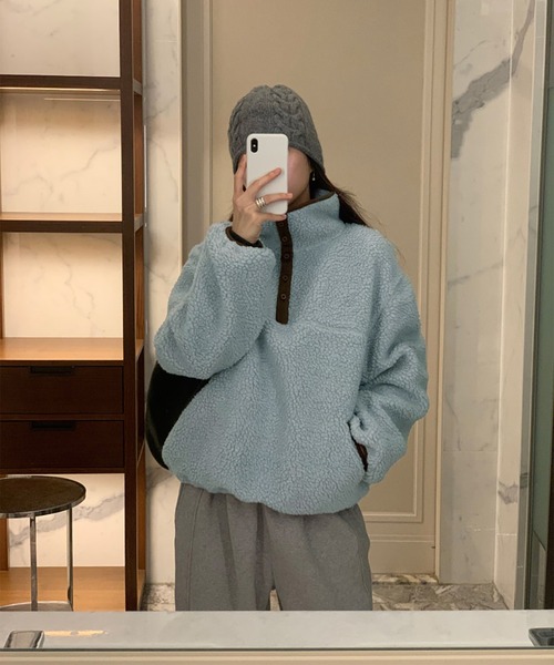 ポロシャツ ポロ 2wayネックボアフリースプルオーバー レディース