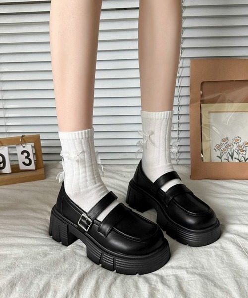 miniministore（ミニミニストア） ローファー ダブルベルト厚底