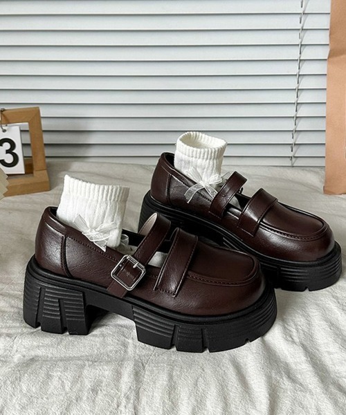 miniministore（ミニミニストア） ローファー 通学 ダブルベルト厚底