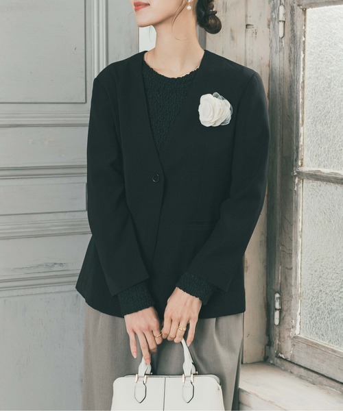 【美品】URBAN RESEARCH ノーカラーレザージャケット URBAN RESEARCH DOORS（アーバンリサーチドアーズ） スーツ ノーカラー