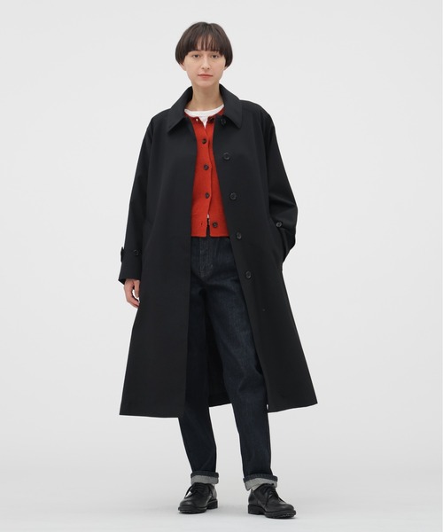 MHLマーガレットハウエル ロングコート ステンカラー 丸襟 ウールメルトン 黒 BASIC WOOL MELTON COAT | MARGARET HOWELL（マーガレット・ハウエル