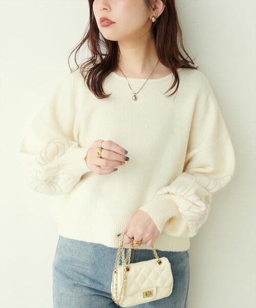 「natural couture」 長袖ニット FREE チャコールグレー レディース_画像2