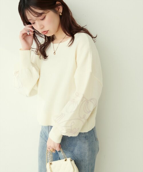 「natural couture」 長袖ニット FREE チャコールグレー レディース_画像3