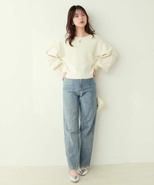 「natural couture」 長袖ニット FREE チャコールグレー レディース_画像4