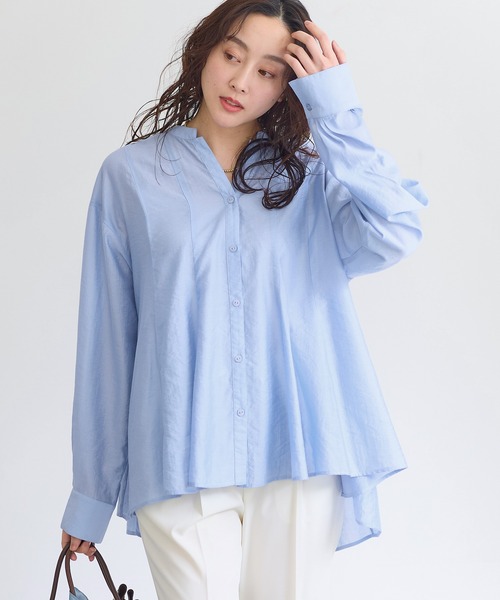 値下げ中　新品　タグ付き　オーロラブラウス　summer navy　elu Elura（エルーラ） ブラウス シャツ セミシアタックブラウス/654105