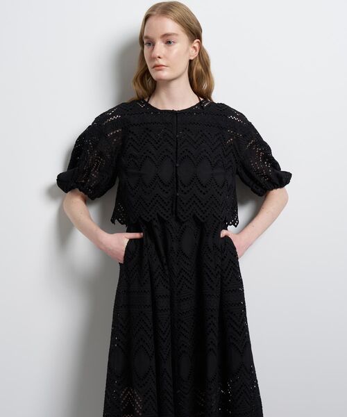 LANVIN en Bleu ブラウス シャツ 半袖 エンブロイダリーコットンレース