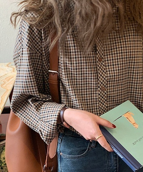 「cammie」 長袖シャツ LARGE ブラウン レディース_画像4