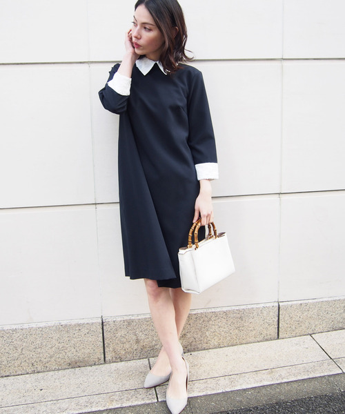 「BE NEAT」 長袖ワンピース MEDIUM ベージュ レディース_画像4