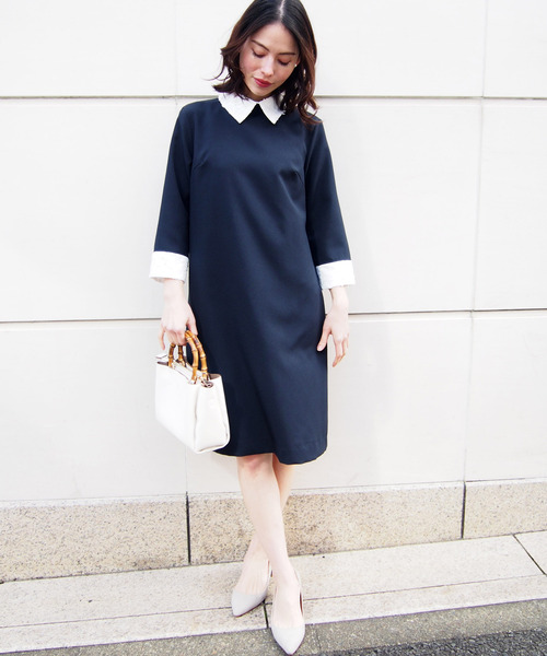 「BE NEAT」 長袖ワンピース MEDIUM ベージュ レディース_画像9