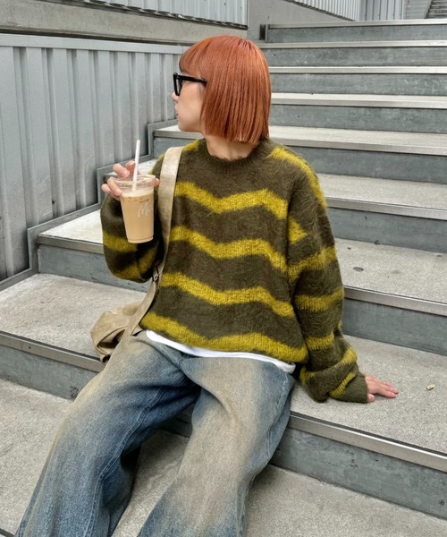 「CIAOPANIC TYPY」 長袖ニット LARGE カーキ メンズ_画像5