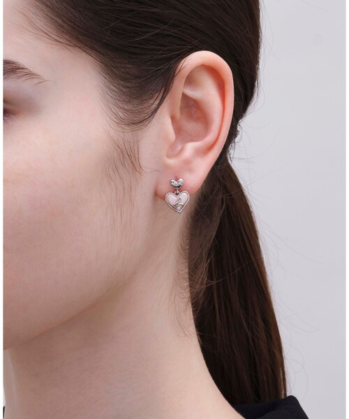 agnes b.（アニエスベー） ピアス b.”ロゴ ハート パール ピアス