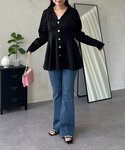 カーディガン ウエストタックカットカーディガン...の詳細画像3