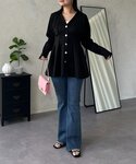 カーディガン ウエストタックカットカーディガン...の詳細画像2