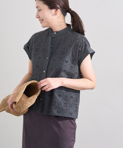 TICCA ブラック レース トップス 半袖 TICCA / ティッカ 別注レース半袖シャツ*（シャツ/ブラウス）｜Spick