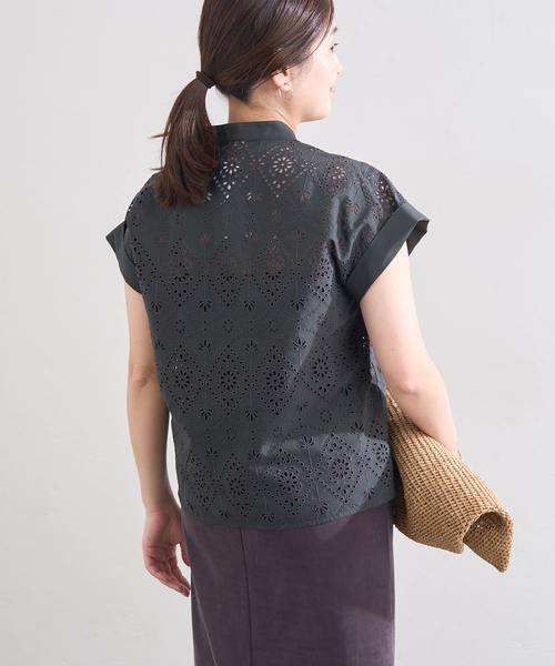 美品✨ティッカ レースシャツブラウス ブラック 半袖 トップス 刺繍 羽織り TICCA（ティッカ） ブラウス シャツ 別注「TICCA / ティッカ」 レース
