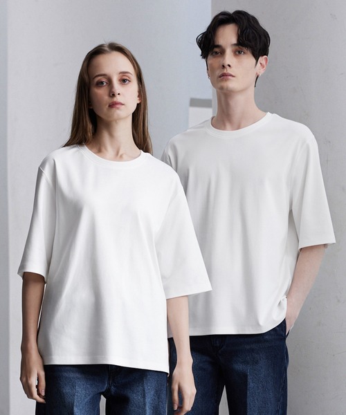 Tシャツ(半袖/袖なし) argue GIZA COTTON SILKY RIB T-SHIRTS CLEL（クレイル） tシャツ 「CLEL」Giza Cotton Basic Short Sleeve T