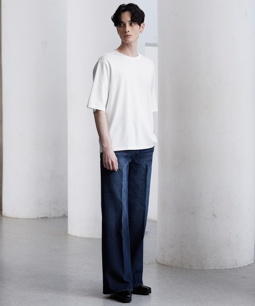 Tシャツ(半袖/袖なし) argue GIZA COTTON SILKY RIB TSHIRTS CLEL】Giza Cotton Basic Short Sleeve T-Shirt / ギザコットン