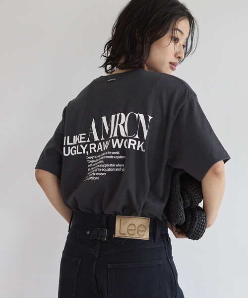 アメリカーナ 21AW 丸胴 ロングスリーブ Tシャツ バックロゴ スミクロ AMERICANA（アメリカーナ） tシャツ 別注 丸胴 ラフィー天竺 ロゴ