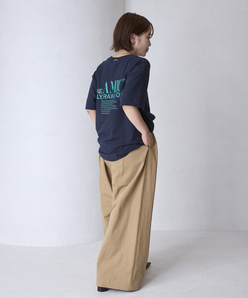 tシャツ Americana/アメリカーナ 別注 丸胴 ラフィー天竺 ロゴプリントTEE / リラックスフィット バックプリント半袖Tシャツの画像