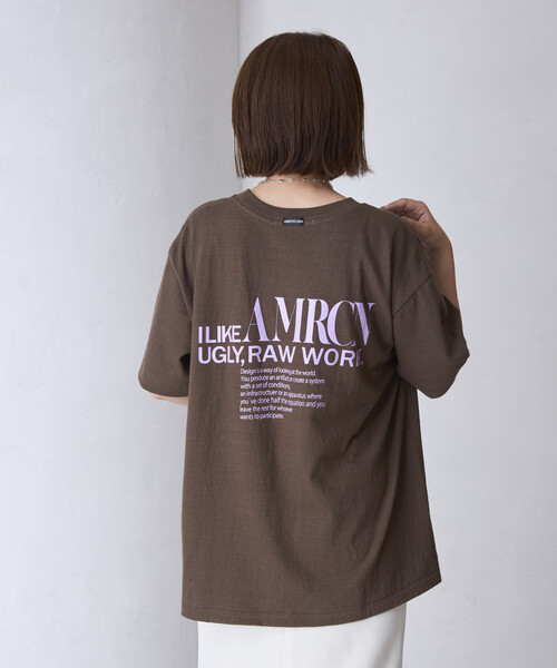 tシャツ Americana/アメリカーナ 別注 丸胴 ラフィー天竺 ロゴプリントTEE / リラックスフィット バックプリント半袖Tシャツの画像