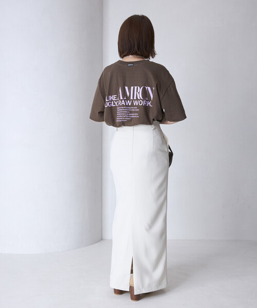 tシャツ Americana/アメリカーナ 別注 丸胴 ラフィー天竺 ロゴプリントTEE / リラックスフィット バックプリント半袖Tシャツの画像